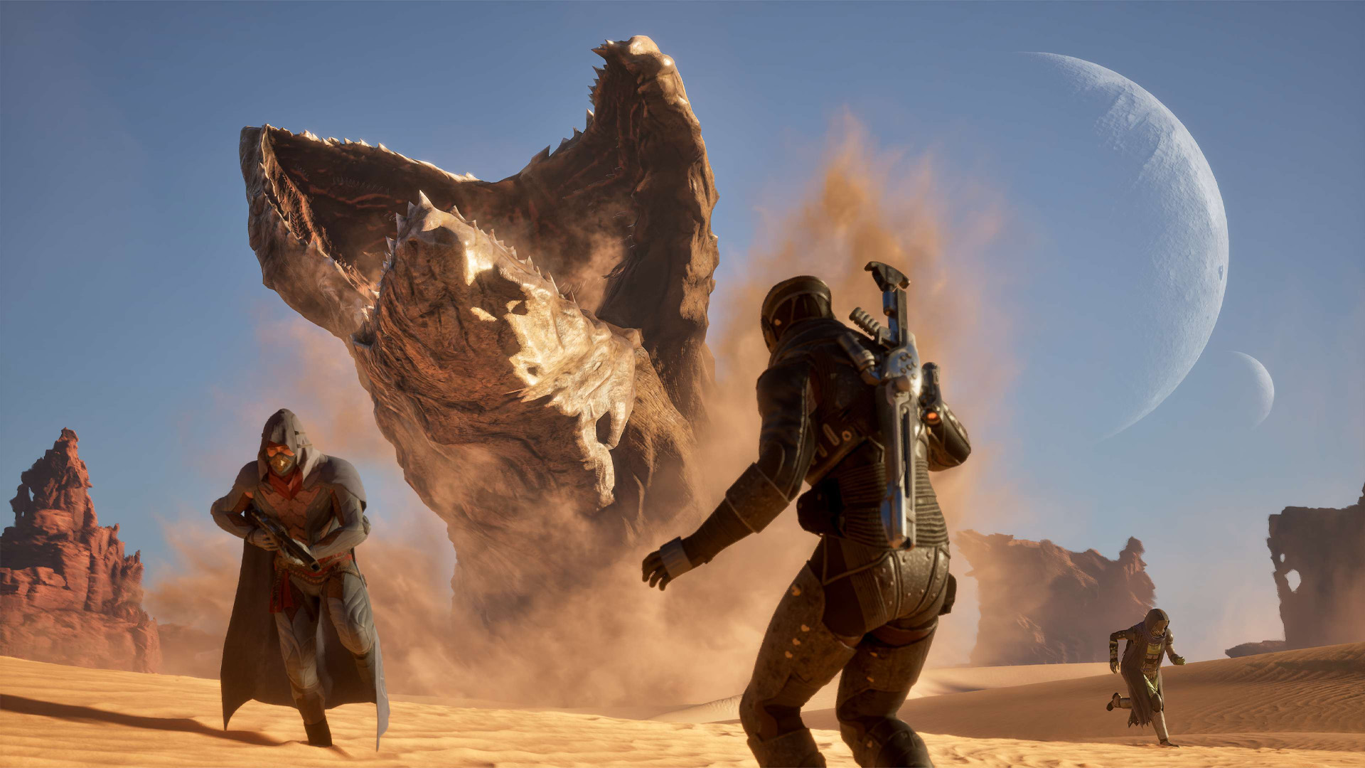 حضور Sandworm غولپیکر در صحرای Arrakis در Dune: Awakening روی PS5