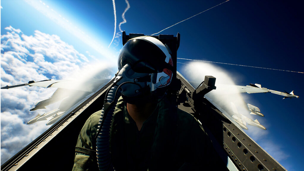 نمایی از خلبان در کابین جنگنده در گیم‌پلی ACE COMBAT 8 روی PS5
